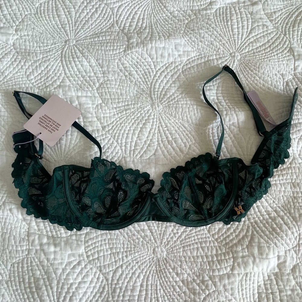 Savage X Fenty Forest Green Lace Bra NWT